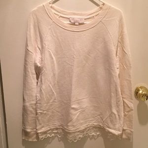 LOFT long sleeve sweater with lace trip